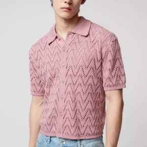 open-knit polo shirt