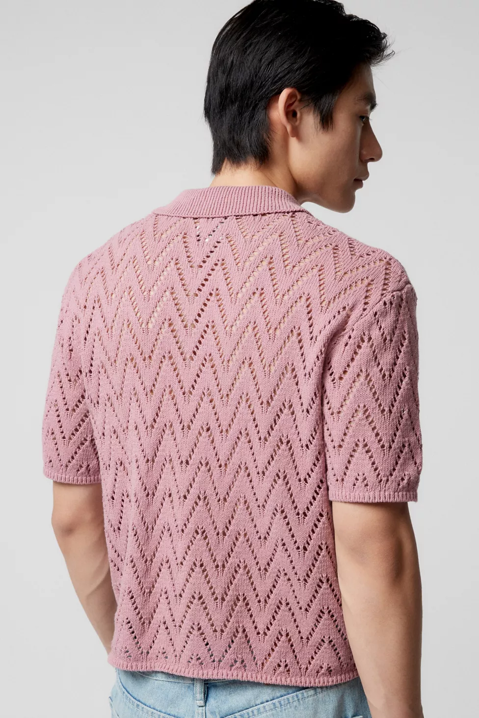 open-knit polo shirt